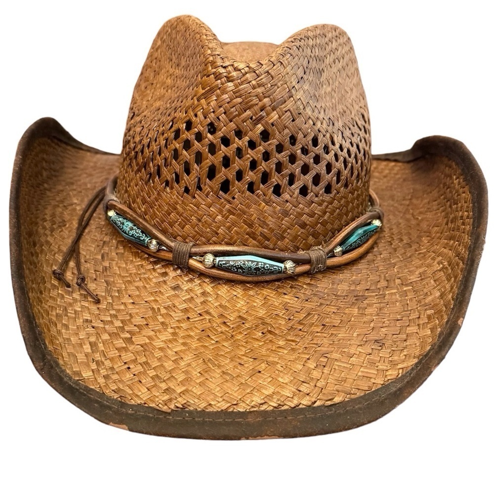 Austin Western Straw Cowboy Hat, Dark Burnout Tan, 12” Head Circumference